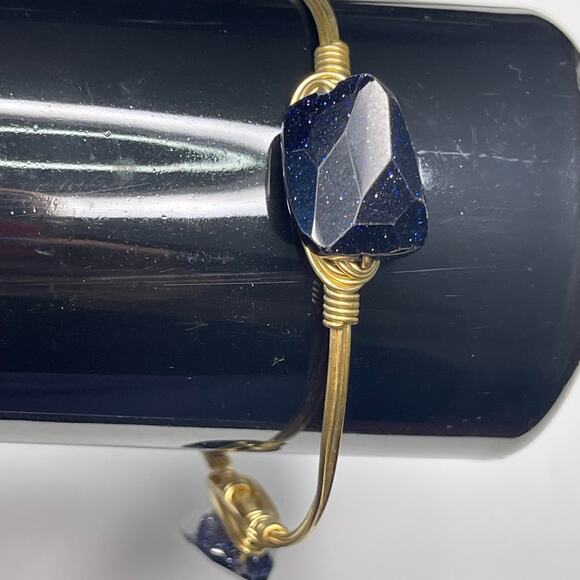 BOURBON & BOWETIES BOWTIES gold tone bracelet bangle deep midnight blue stones - Picture 5 of 10